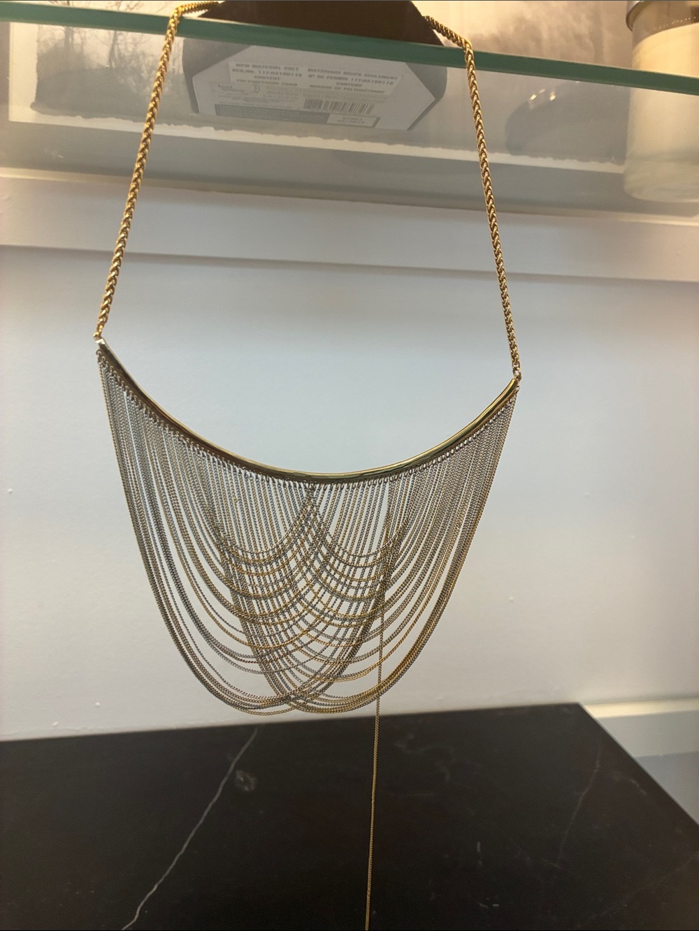 BCBGMaxAzria Gold Multi-Layer Draped Chain Necklace
